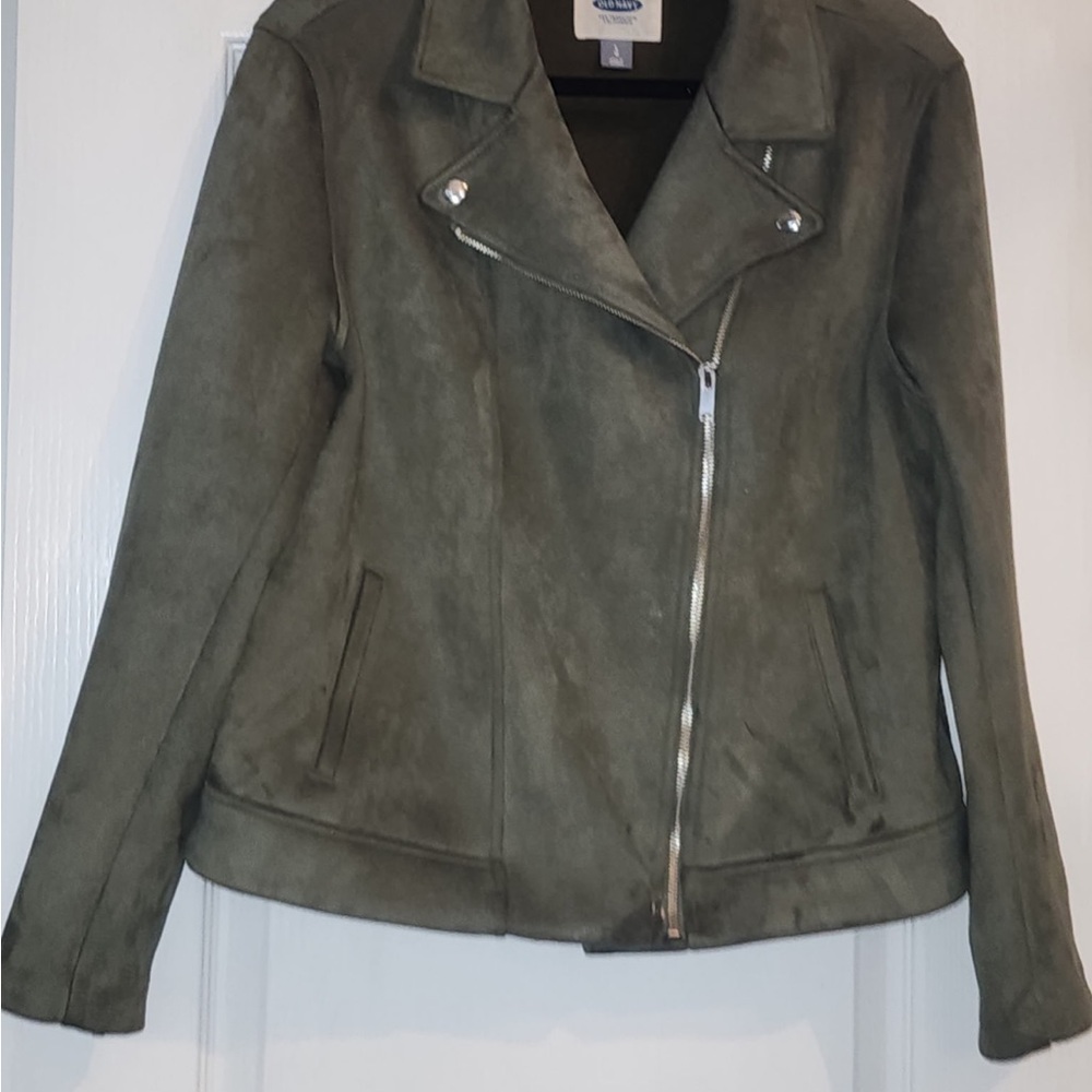 Old Navy Olive Green Suede Jacket